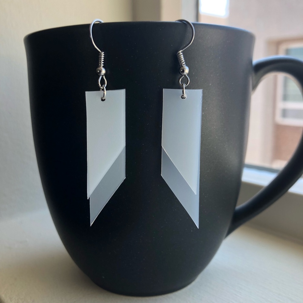 Handmade White Layered Pointed Earrings